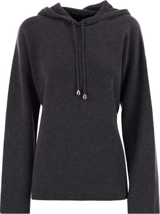 Fabiana Filippi Maglione a coste con cappuccio - Grigio
