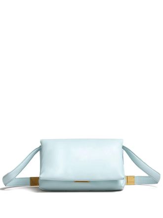 Marni Womens Small Leather Prisma Crossbody Bag In Light Blue