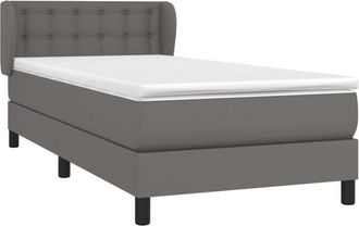 vidaXL Vidaxl - Cama Box Spring Con Colch&oacute;n Cuero Sint&eacute;tico Gris 100x200 Cm