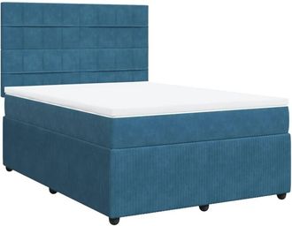 vidaXL Cama Box Spring Con Colch&oacute;n Terciopelo Azul Oscuro 140x200 Cm Vidaxl