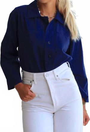 The Great. Railway Long Sleeve Button Down Shirt In Vintage Blue
