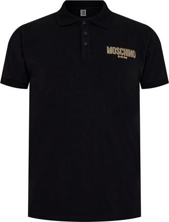 Moschino Mens Swim Logo Black Polo Shirt material_cotton - Size Small
