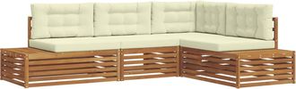 vidaXL 5 Uds. Conjunto De Sof&aacute;s De Exterior Natural Y Crema Vidaxl