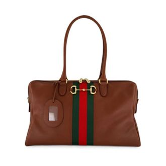 Gucci Horsebit Boston-tas - Dames - Tassen - Bruin - Maat: ONE Size Leer