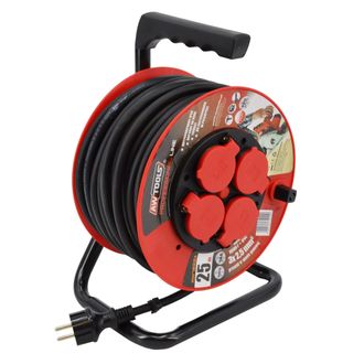 OEM Alargador Con Enrollador Profesional Ip44, Awtools, Modelo 50m 3x1,5mm 16a 3680w, Ideal Para Exteriores, Resistente Al Agua Y Polvo, Cable Extralargo,