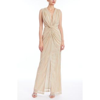 Badgley Mischka Knot Front Sleeveless Gown in Copper at Nordstrom, Size 12