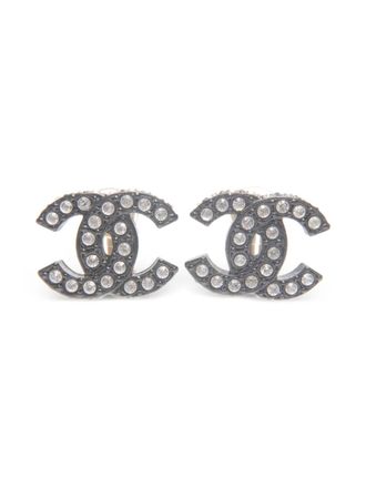 Chanel 2002 logo clip-on earrings - Black