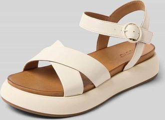 Inuovo Sandalette aus Leder mit Plateausohle in Sand, Gr&ouml;&szlig;e 36
