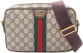 Gucci Pre-owned Ophidia GG Supreme Coated Canvas 2way Crossbody Bag - Heren - Vintage Schoudertas - Beige - ONE Size - Leer - Vintage