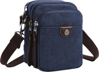 Generic Durable Green Grey Blue Black Coffee Khaki Canvas Compatible For Men Shoulder Messenger Bag(Blue)