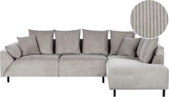 Beliani Sof&aacute; esquinero 4 personas de tejido gris