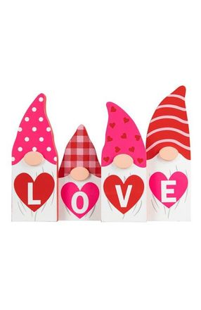 Glitzhome 11L Valentines Love Wooden Gnome Table Decor in Red at Nordstrom, Size Medium
