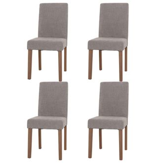 Hhg Hhg - Nunca Usado] Lote De 4 Silla De Comedor Littau, Silla De Cocina Respaldo Alto, Tela/textil Chenilla Madera, Gris Claro, Patas Color Natural