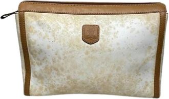 Celine Pre-owned Triomphe Vintage Clutch - Dames - Vintage Clutch - Wit - ONE Size - Leer - Vintage