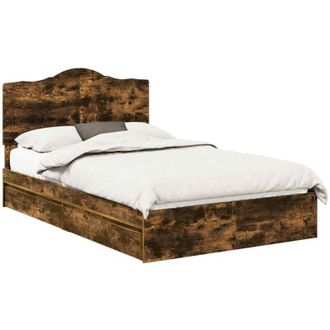 vidaXL Storage Bed with Drawer Smoked Oak 135 x 190 cm Engineered Wood vidaXL