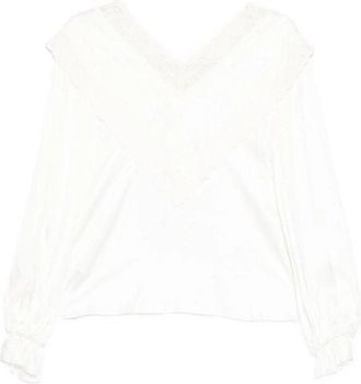 Self Portrait Cream Viscose Lace Top