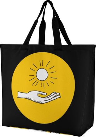 Generic Hand Holding Sun Reusable Shopping Bags One Shoulder Grocery Tote Bag Waterproof Big Purse for Work Travel