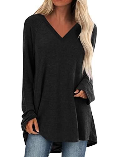 T-shirt Ample Femme Manches 3/4 Col V - Matière Fluide, Décontracté, Pour Toutes Les Saisons