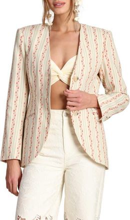 Avec Les Filles Floral Brocade Cotton Blazer in Rose Stripe Multi at Nordstrom, Size X-Small