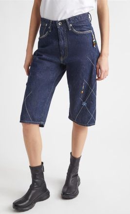 Kuro Handscape Denim Bermuda Shorts in Indigo at Nordstrom, Size 29