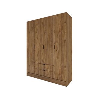 Dmora Armario Grande Paterno, Ropero Dormitorio Perchero, 9 Estantes, 2 Cajones, 140x182h Cm Marr&oacute;n Nogal