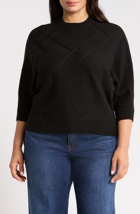 Wit & Wisdom Dolman Sleeve Crewneck Sweater in Black at Nordstrom, Size 1X