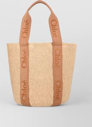 Chlo&eacute; large woody basket tote bag stripes