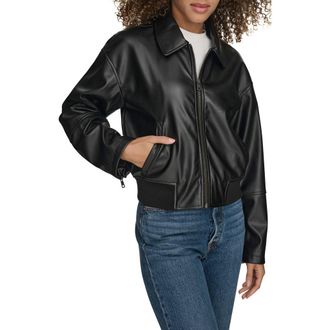 Levi's Faux Leather Bomber Jacket in Black at Nordstrom, Size Medium