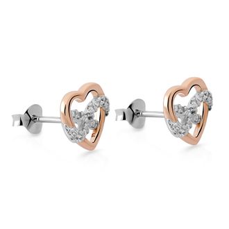 Orphelia Jasmina Womens 925 Sterling Silver Stud Earrings - Silver/Rose ZO-7483 - Silver & Rose Gold - One Size
