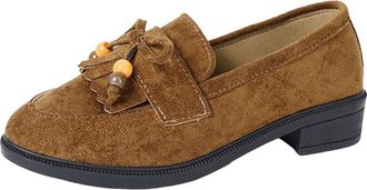 Generic Womens Leather Chunky Heel Bow Loafers Elegant Round Toe Platform Non Slip Casual Dress Shoes for Business Work Everyday Wear (D, 3.5)