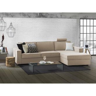 Talamo Italia Sofa Cama Adelia, Sof&aacute; De Esquina, 100% Made In Italy, Sof&aacute; Con Apertura Giratoria, Pen&iacute;nsula Contenedor Derecha, Con Reposabrazos Delgados, Cm 260x95