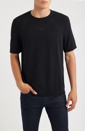 BOSS Porsche Spirit 70 Logo Short Sleeve Sweater in Black at Nordstrom, Size Xx-Large