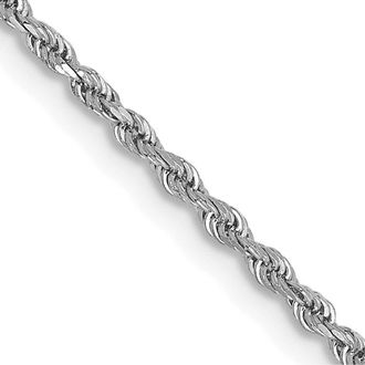 Diamond2Deal 14K White Gold 1.5mm Diamond-cut Rope Chain Necklace