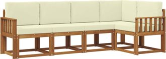 vidaXL Conjunto De Sof&aacute;s De Exterior 5 Uds. Natural Y Crema Vidaxl