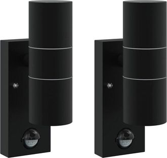 vidaXL Vidaxl - Aplique De Pared Exterior 2 Pcs Negro 7 X 10 X 22 Cm