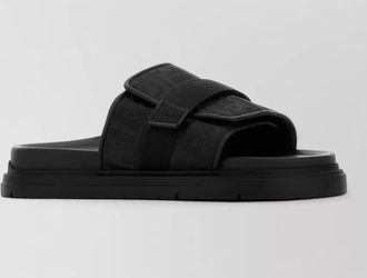 Fendi fabric chunky slippers adjustable strap flat sole