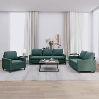 vidaXL Vidaxl - Juego De Sof&aacute;s Con Cojines 3 Piezas Terciopelo Verde Oscuro