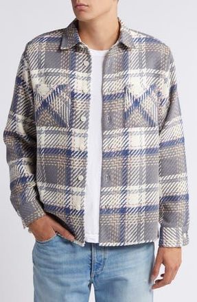 Wax London Whiting Plaid Button-Up Overshirt in Grey/Pink at Nordstrom Rack, Size Medium