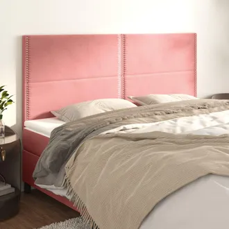 vidaXL Cabeceros 4 Unidades De Terciopelo Rosa 100x5x78/88 Cm Vidaxl