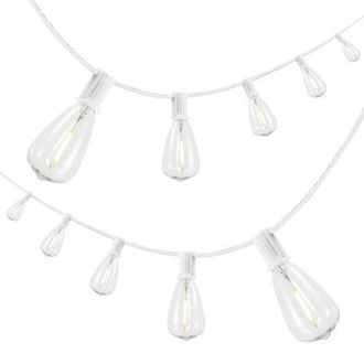 Jonathan Y Designs 10-Light Indoor/Outdoor Rustic Industrial Incandescent C7 Half-Chrome Bulb String Lights in White at Nordstrom