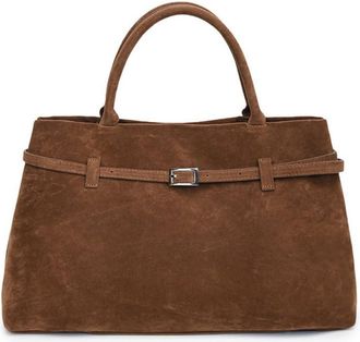 Generic Faux Leather Tote Bag for Women, Suede Tote Handbags, Large Brown Retro Top-Handle Work Bag (Brown, One Size)