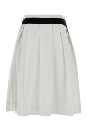 Prada Womens White Gabardine Skirt Bianco Exterior: Polyester Cotton Gonne