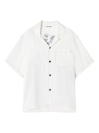 Lanvin Short-Sleeved Shirt with Graphic Print and Contrast Stitching