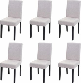 Hhg Hhg - Lote De 6 Sillas De Comedor Silla De Cocina Littau, Textil, Crema-beige, Patas Oscuras