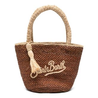 MC2 Saint Barth Handbags, female, Brown, Size: ONE SIZE Raffia Mid Tote Bag