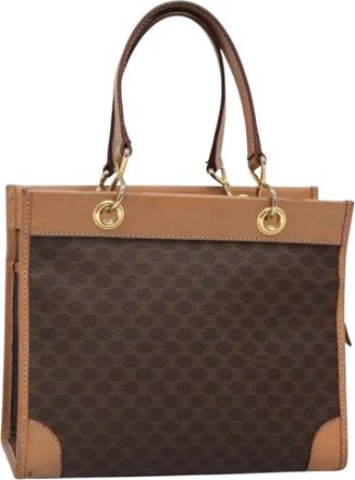 Celine Vintage Macadam Handbag Canvas And Leather Brown Canvas Handbag (Pre-Owned)