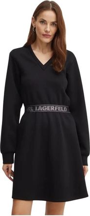 Karl Lagerfeld A-lijn Mini Jurk - Dames - Korte kleedjes - Zwart - XS - Leer - Kleedjes