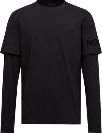 Moncler Double Sleeve Cotton T-shirt Black Size 3XL