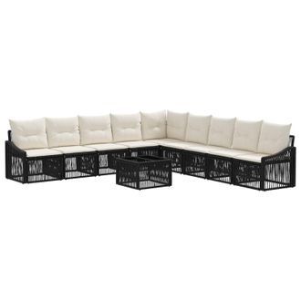 vidaXL Conjunto De Sof&aacute;s De Jard&iacute;n 10 Pcs Negro Rat&aacute;n Sint&eacute;tico Vidaxl