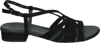 Paul Green Zwarte sandaal met G-breedte - Dames - Sandalen met hakken - Zwart - 42 EU - Leer - Schoenen